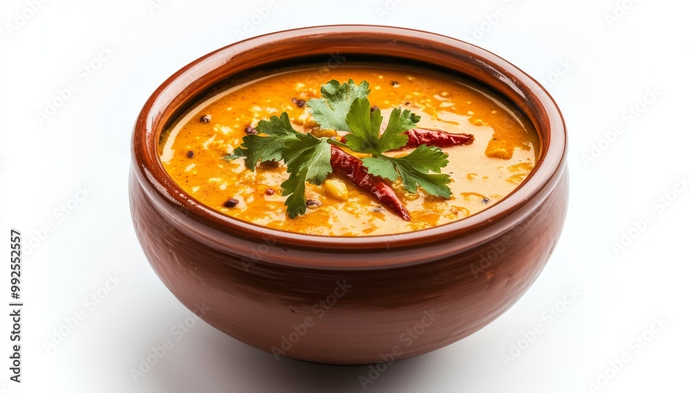 Indian Curry Soup with Spices and Fresh Herbs in a Bowl Indian Curry Soup with Spices and Fresh Herbs in a Bowl