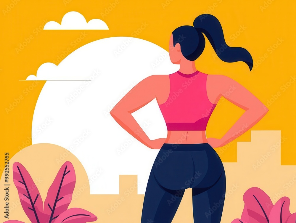 Morning workout, rise and shine fitness, flat design illustration Morning workout, rise and shine fitness, flat design illustration