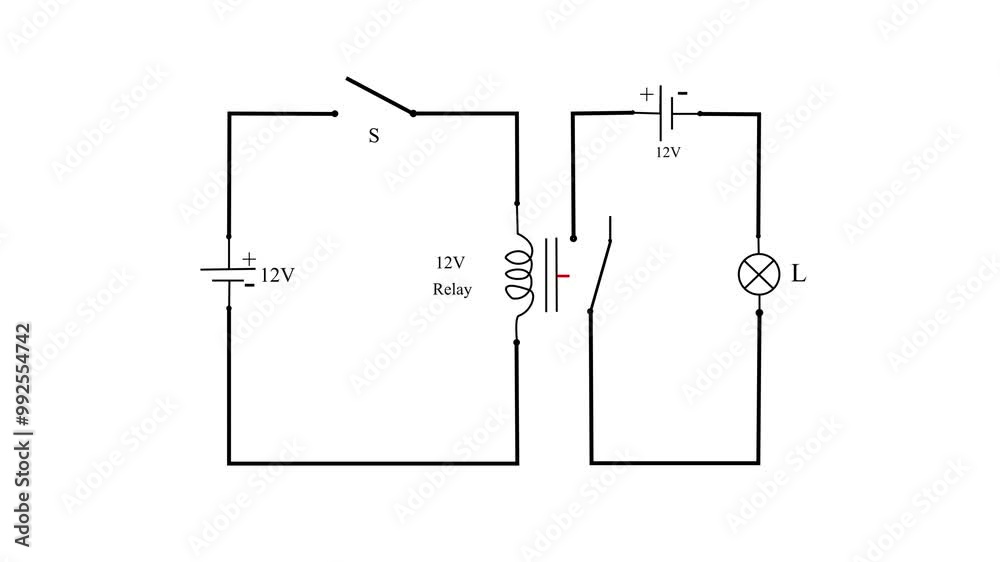 Simple relay symbol scheme electronica animation