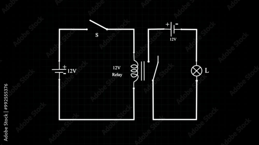 Simple relay symbol scheme electronica animation