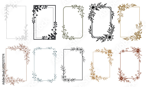 Hand drawn floral frame collection