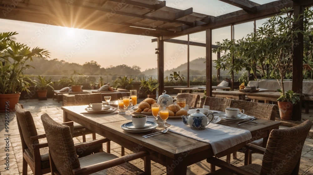 Fototapeta premium restaurant in the morning