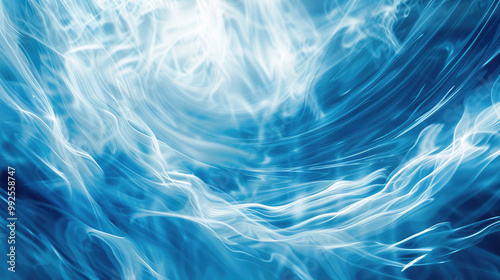 Ethereal blue abstract background featuring flowing light patterns and soft textures, creating sense of tranquility and depth. Perfect for artistic and design projects