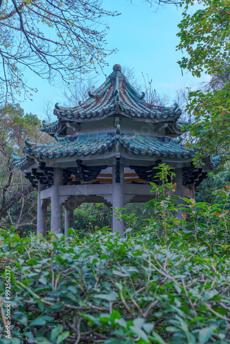 Traditional Chinese architectural pavilion in the park