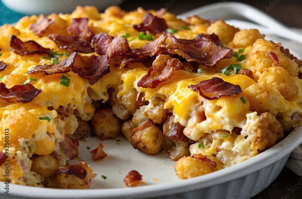 Cheesy Tater Tot Breakfast Casserole with Bacon Cheesy Tater Tot Breakfast Casserole with Bacon
