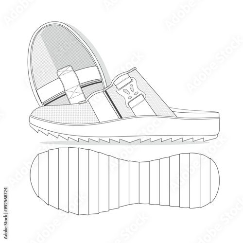 Sporty strappy sandals mockup template vector design