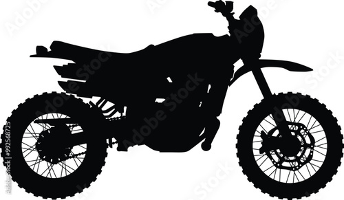 Scrambler style motorcycle side view silhouette