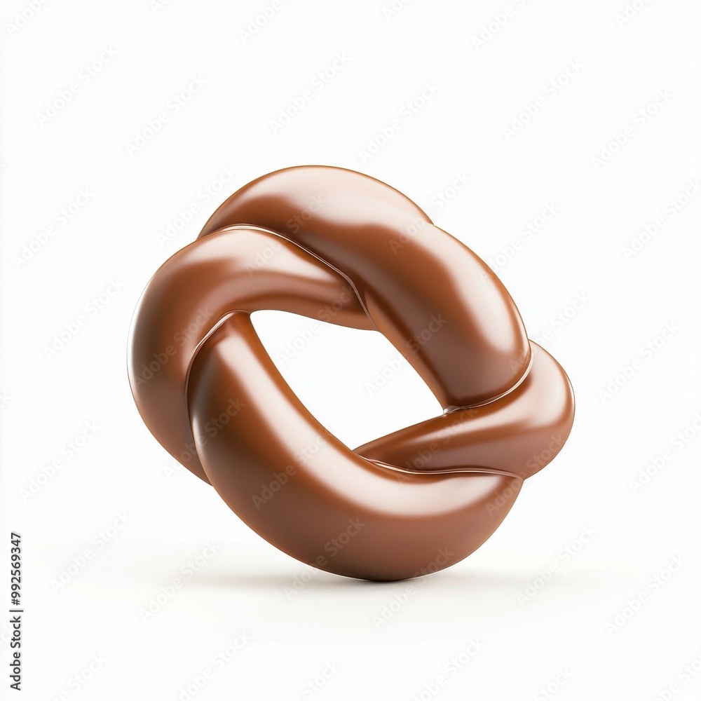 Chocolate pretzel isolated on a white background, showcasing its rich, dark coating and twisted shape. Chocolate pretzel isolated on a white background, showcasing its rich, dark coating and twisted shape.
