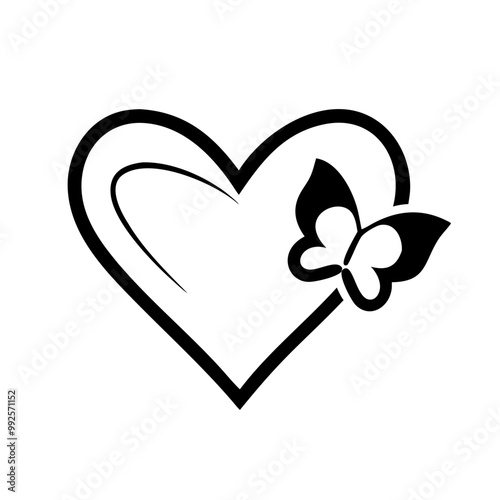 Heart symbol with butterfly design for Valentine's Day concept