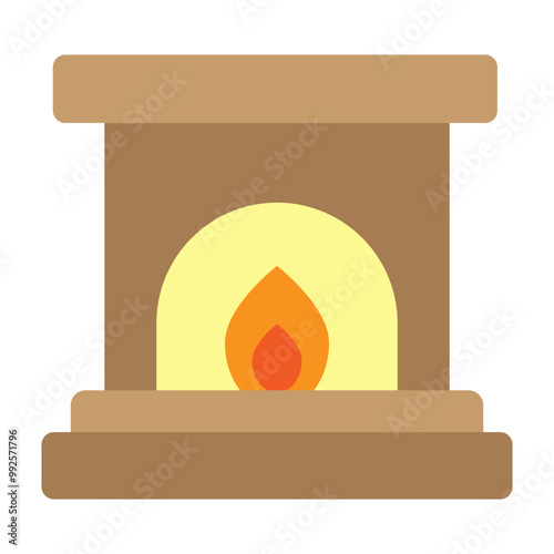 Fireplace Vector Flat Icon Design