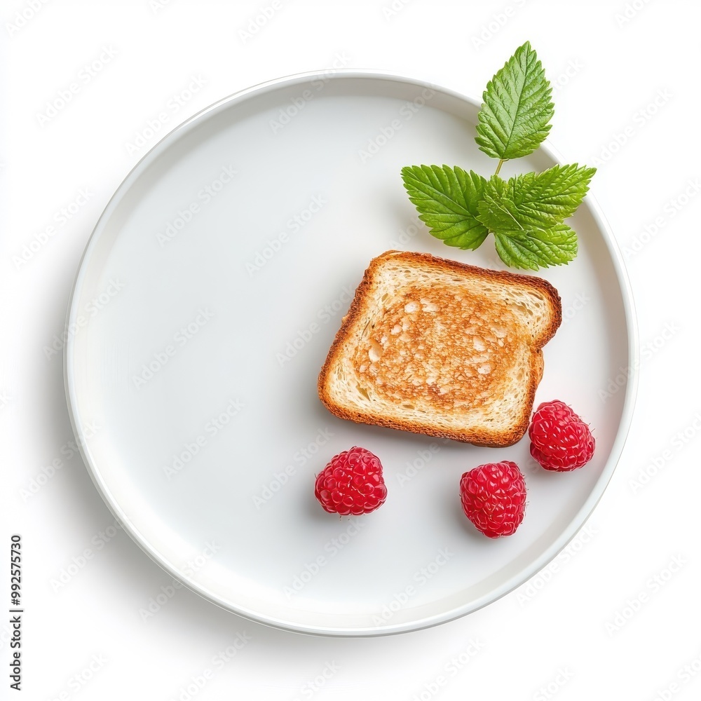 Raspberry toast on a plate, isolated with a white background, elegant and appetizing. Raspberry toast on a plate, isolated with a white background, elegant and appetizing.