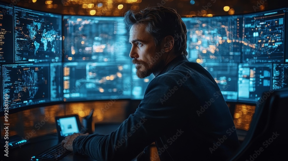Cybersecurity Specialist Analyzing Data Cybersecurity Specialist Analyzing Data