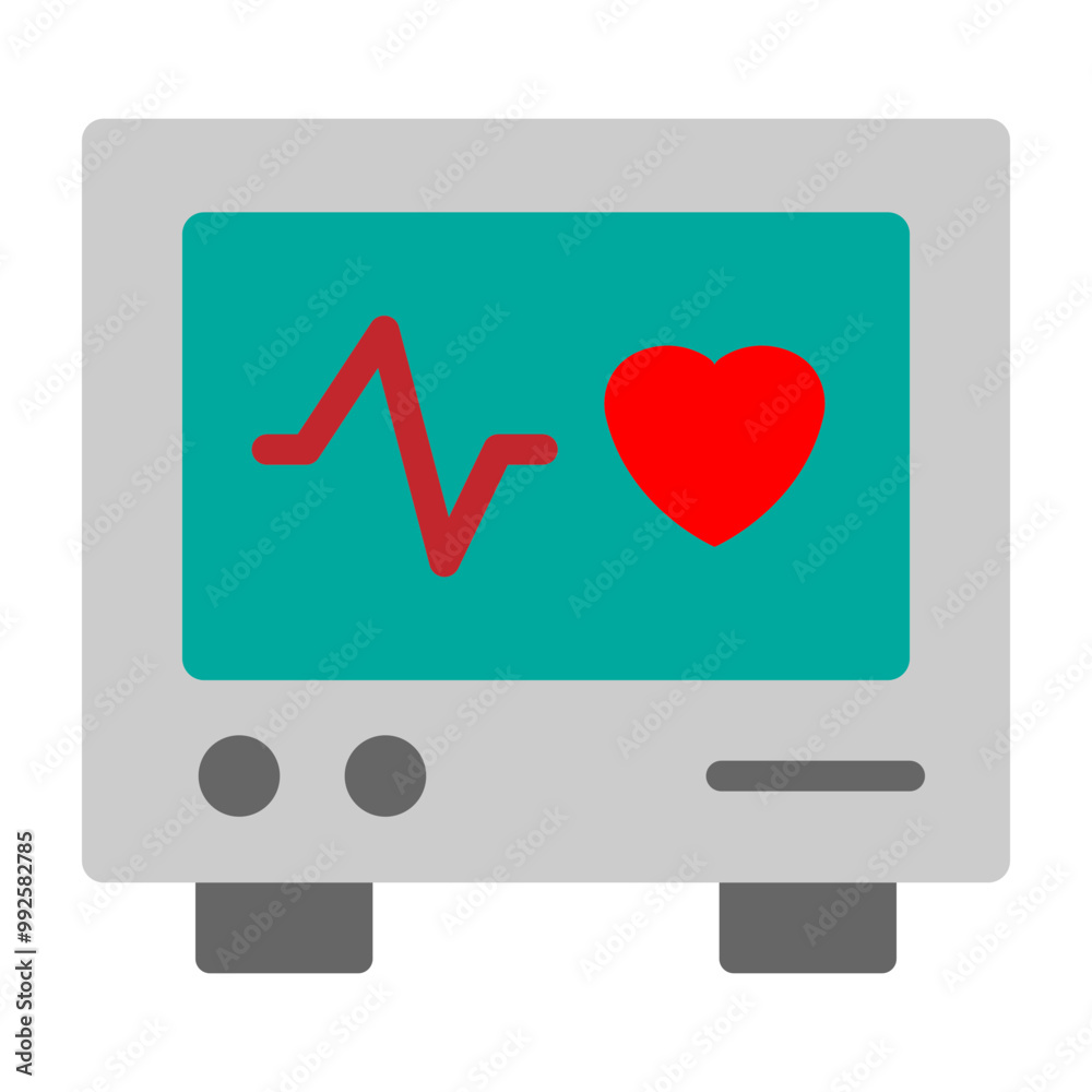 Heartbeat Monitor Vector Flat Icon Design Heartbeat Monitor Vector Flat Icon Design