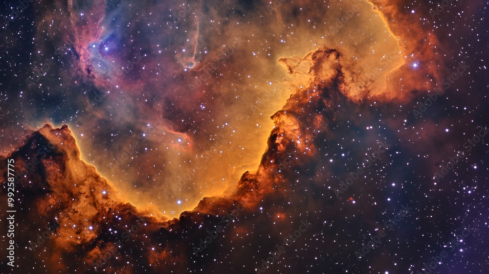 Fototapeta premium Vibrant Orange Nebula in Space