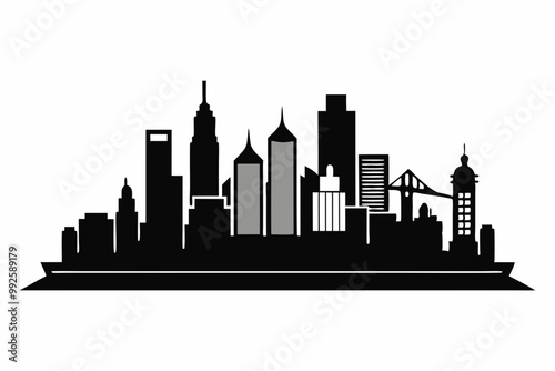 

Hong Kong Skyline Silhouette Vector, Hong Kong City Silhouettes Clipart
