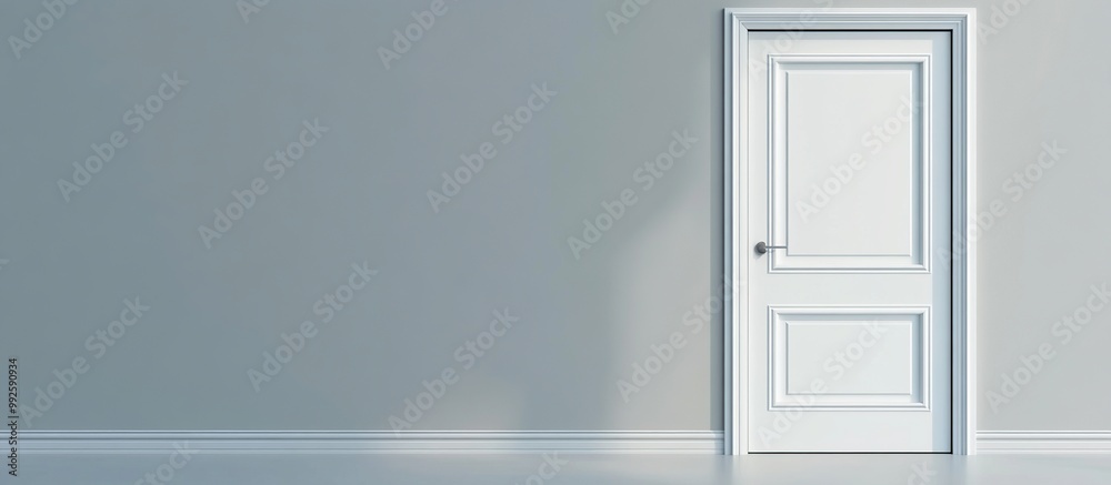 White Door in a Minimalist Room With Empty Wall For Mock-Up Design. Generate Ai Image