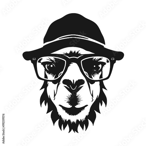 camel headshot , silhouette vector illustration transparent background 