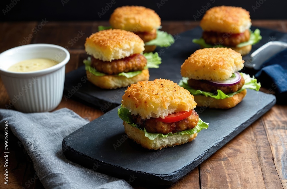 Gourmet Sliders with Avocado and Fresh Veggie Sides Gourmet Sliders with Avocado and Fresh Veggie Sides