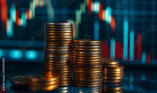 Money business financial graph diagram of coin. Financial growth data