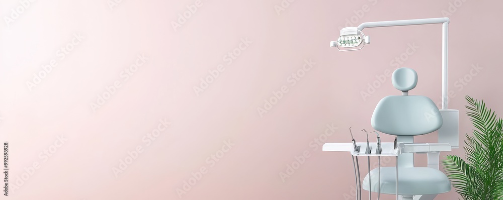 Modern dental office interior featuring a comfortable chair, bright lighting, and a calming atmosphere for patients. Modern dental office interior featuring a comfortable chair, bright lighting, and a calming atmosphere for patients.