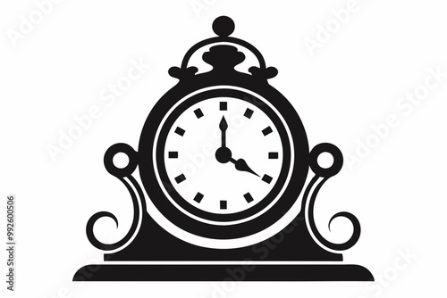 

Vintage Clock Silhouette, Old Decorative Clock Vector Illustration