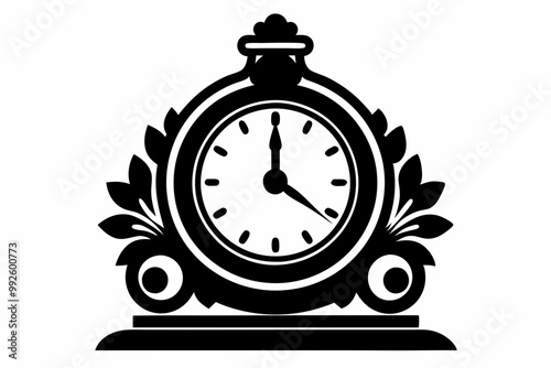

Vintage Clock Silhouette, Old Decorative Clock Vector Illustration