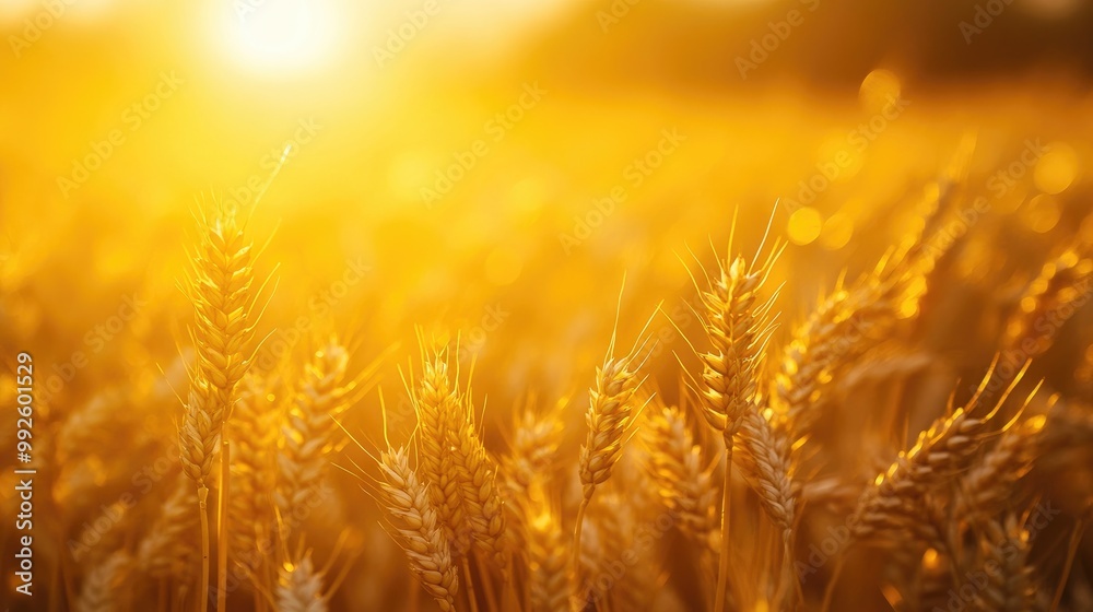 A close-up of a grain harvest, focusing on the golden spikes ready for reaping A close-up of a grain harvest, focusing on the golden spikes ready for reaping