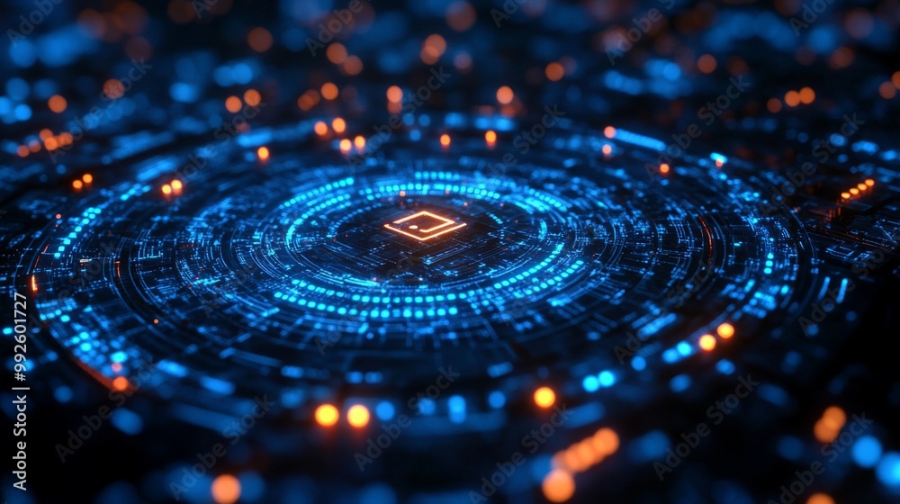 Fototapeta premium Abstract Technology Background with Glowing Circles