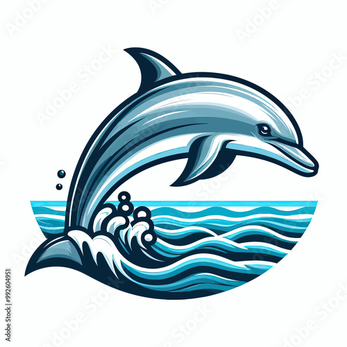 Vector dolphin jumping out of the water