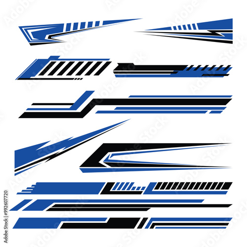 Blue Decal Racing Sticker Vector Illustation