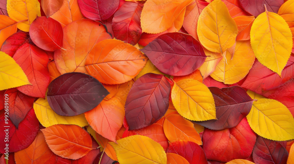 Vibrant autumn leaves create a colorful background, evoking the beauty of the fall season. Vibrant autumn leaves create a colorful background, evoking the beauty of the fall season.