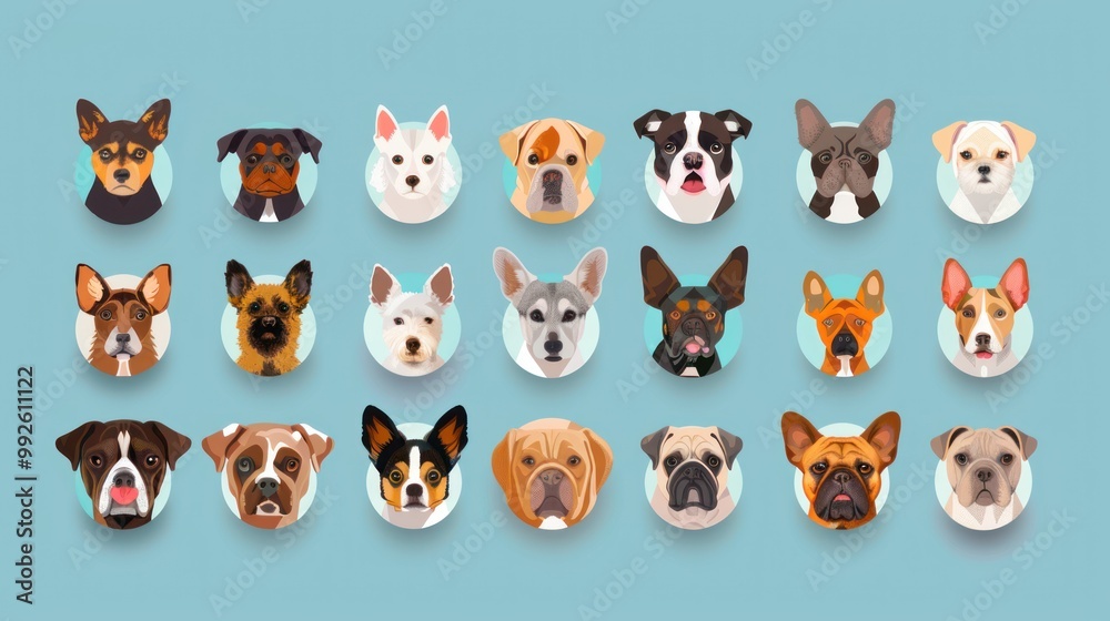 Animal icons representing different pet breeds Animal icons representing different pet breeds