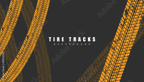 Vector Tire Track on Dark Background. Grunge Tire Track.