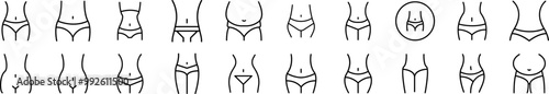 Waist Simple Isolated Line Icons Collection. Editable Stroke. Suitable for Web Sites, Books, Cards, Apps