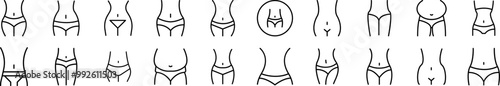 Waist Related Line Icons for Web Sites, Books, Cards, Apps. Editable Stroke. Suitable for Web Sites, Books, Cards, Apps