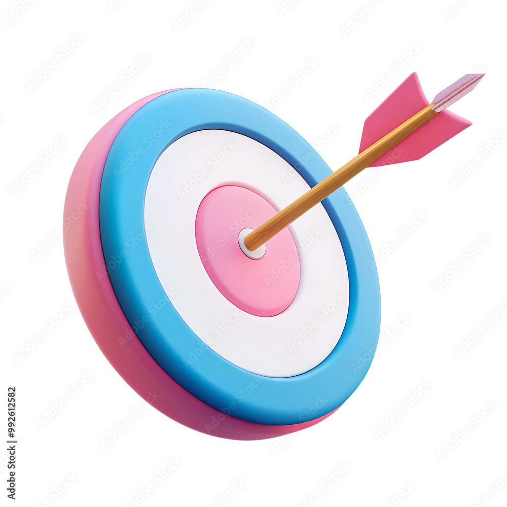 3D Cartoon Style Arrow Hitting the Bullseye Target Icon, Floating on a Transparent Background PNG 3D Cartoon Style Arrow Hitting the Bullseye Target Icon, Floating on a Transparent Background PNG