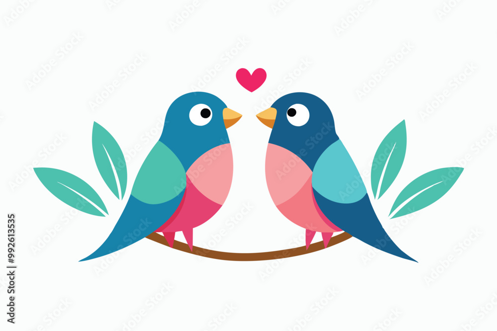 Love two Birds sitting on branch vector design.
Love two Birds sitting on branch vector design.