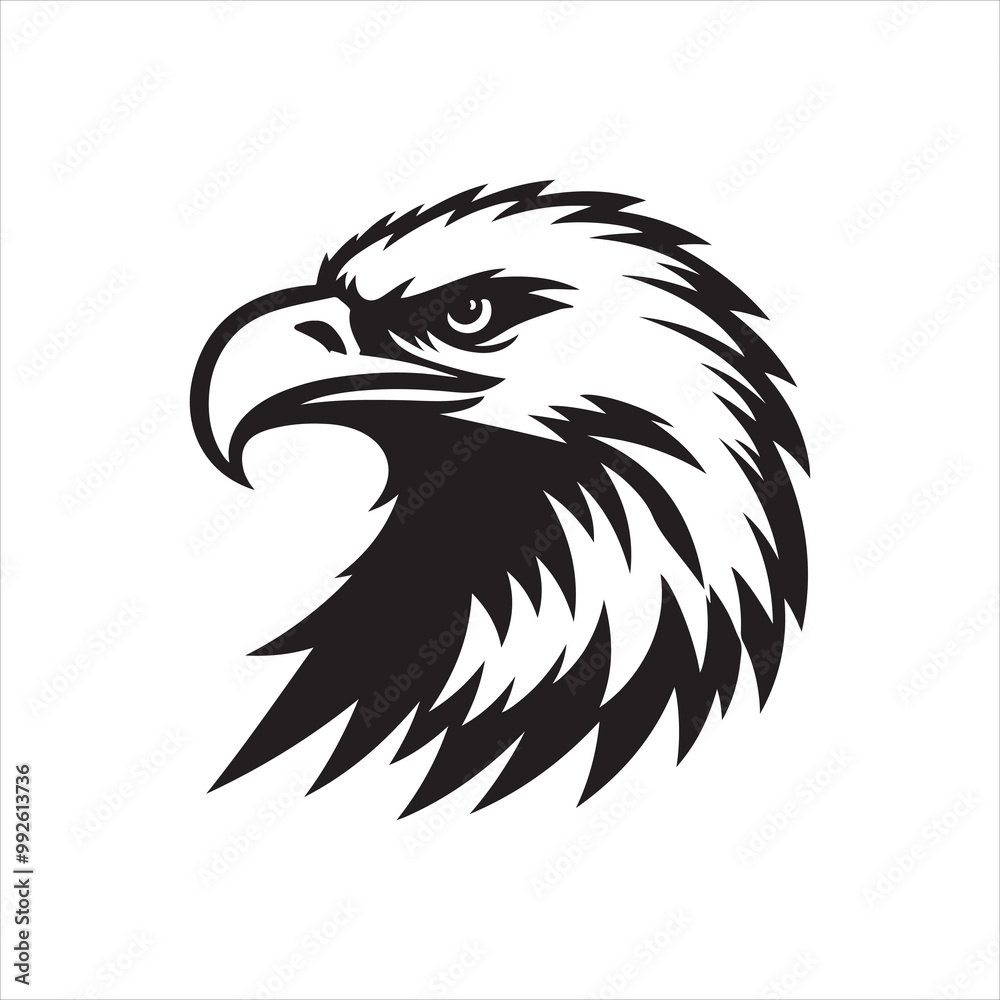 Obraz premium Eagle head silhouette vector illustration, head stylized logo