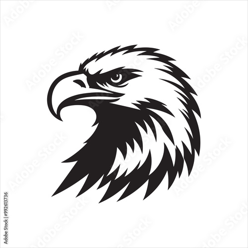 Eagle head silhouette vector illustration, head stylized logo