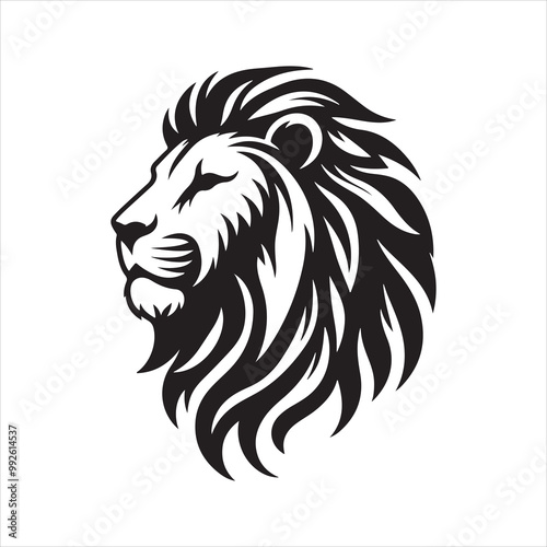 Lion Head silhouette vector illustration art 