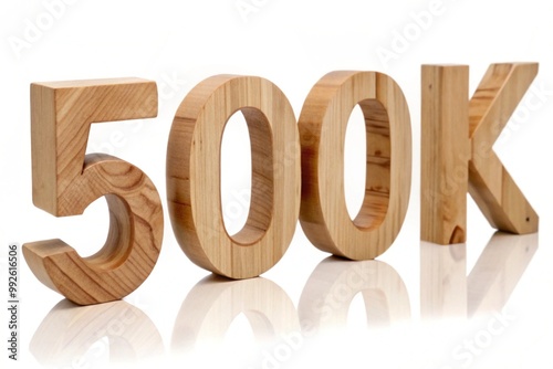 100k followers text effect isolated. 100k 3d wooden text effects  photo