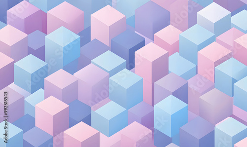 Pastel Cubes with Soft Gradient Lighting in 3D Geometric Patterns Design