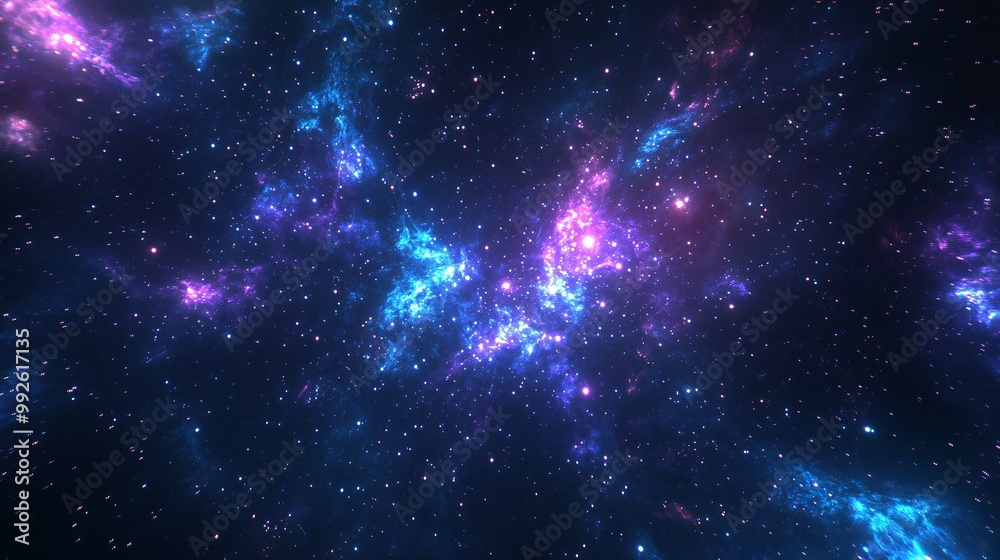 Fototapeta premium Vibrant cosmic nebula, deep space view