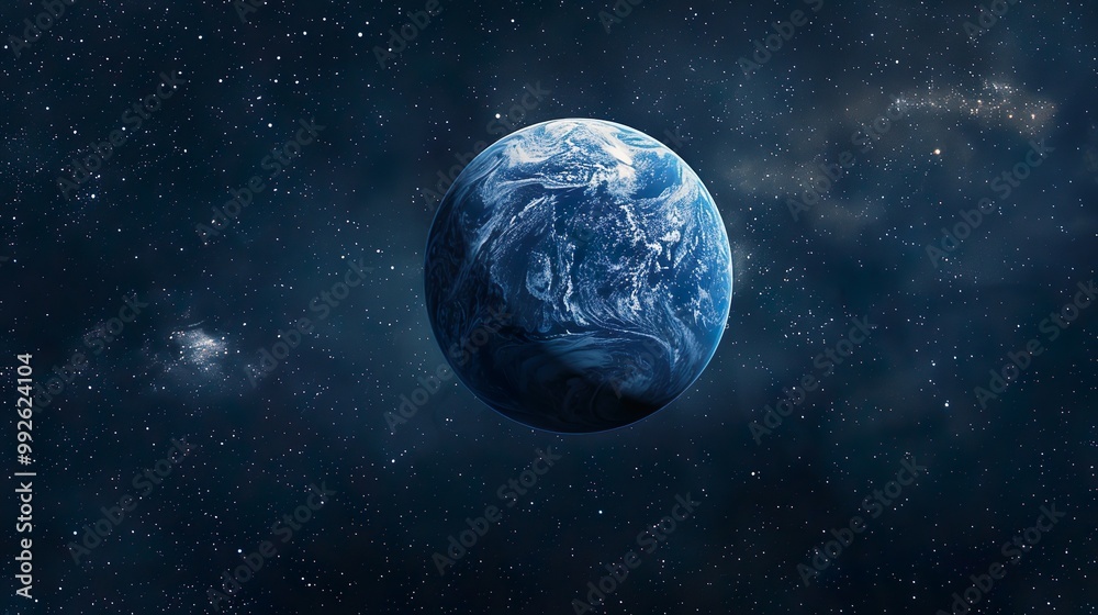 Obraz premium A blue planet with a white moon in the sky
