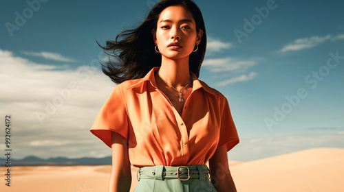 Women stand in Desert with 80's fashion