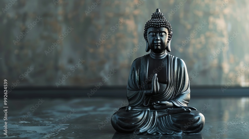 Black Buddha statue in meditating pose Black Buddha statue in meditating pose