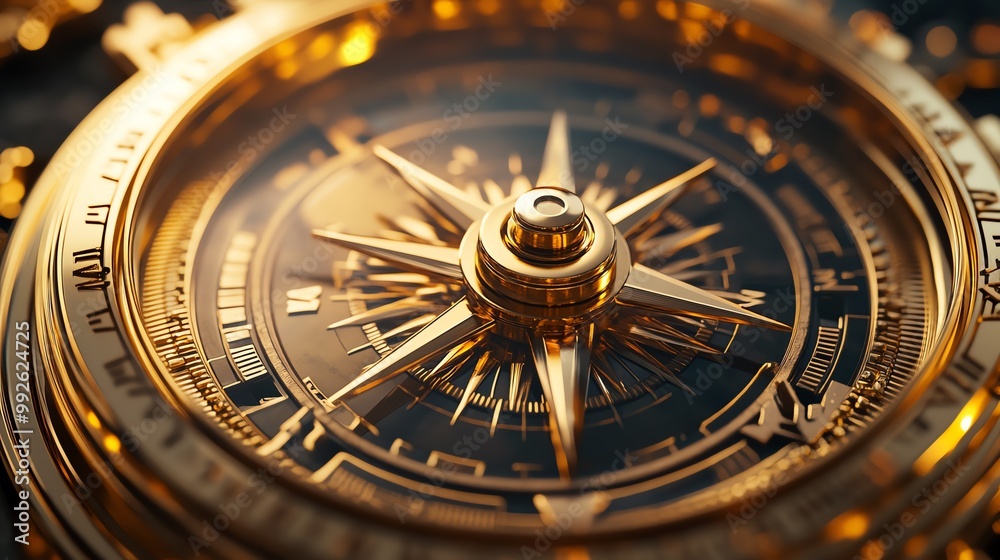 A golden compass pointing towards true north, symbolizing direction and purpose, golden compass, guidance and clarity A golden compass pointing towards true north, symbolizing direction and purpose, golden compass, guidance and clarity