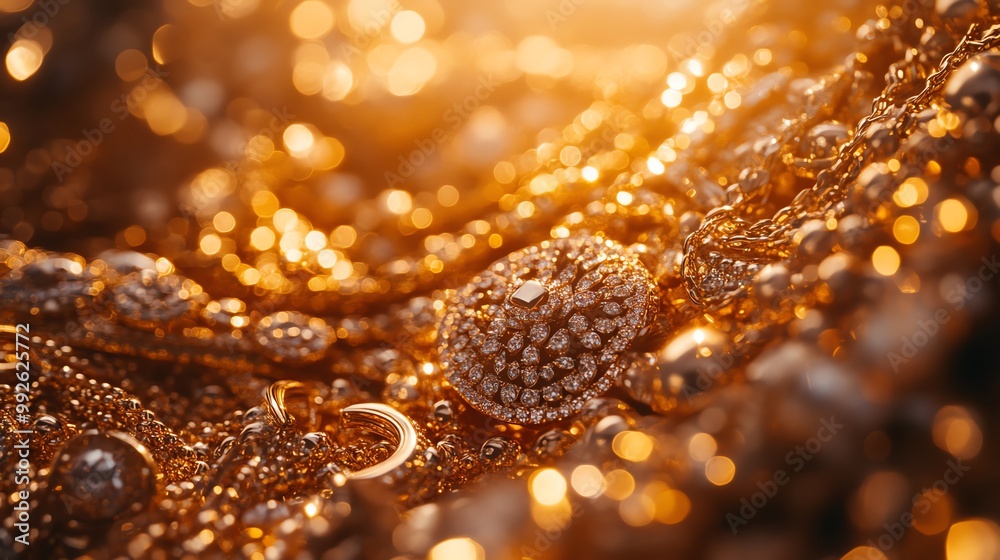 A pile of gold jewelry glowing under soft light, gold jewelry collection, luxurious wealth A pile of gold jewelry glowing under soft light, gold jewelry collection, luxurious wealth