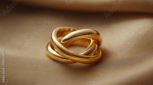 Gold wedding rings intertwined, symbolizing love and commitment, gold wedding rings, eternal love photo