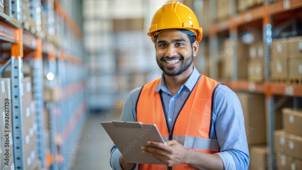 Smiling Indian Supervisor Checking Stock
Smiling Indian Supervisor Checking Stock